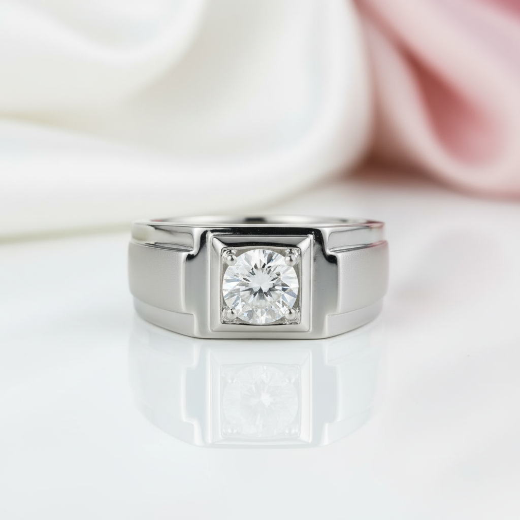 6.5mm 1.0Ct D Color Diamond Option Ring For Men-Black Diamonds New York
