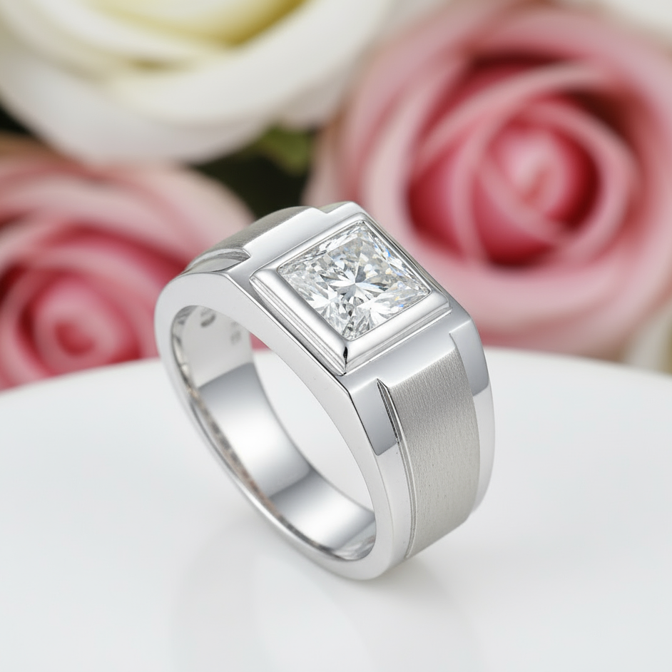 6.5mm 1.0Ct D Color Diamond Ring For Men-Black Diamonds New York