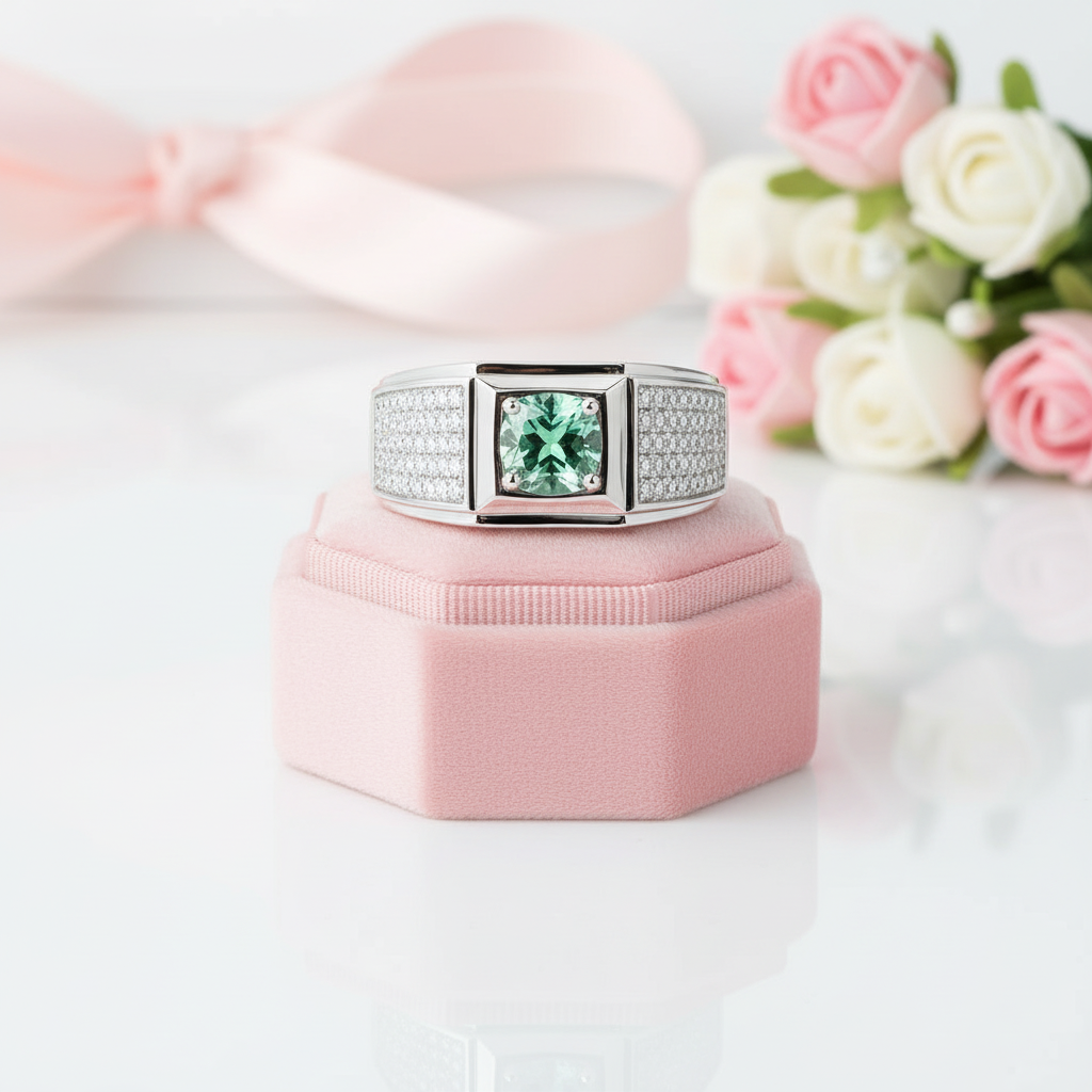 6.5mm 1.0Ct Green Diamond Option Engagement Ring-Black Diamonds New York