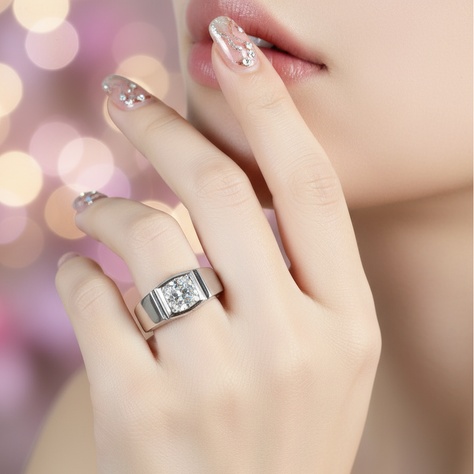 6.5mm 1Ct D Color Diamond Men's Ring-Black Diamonds New York