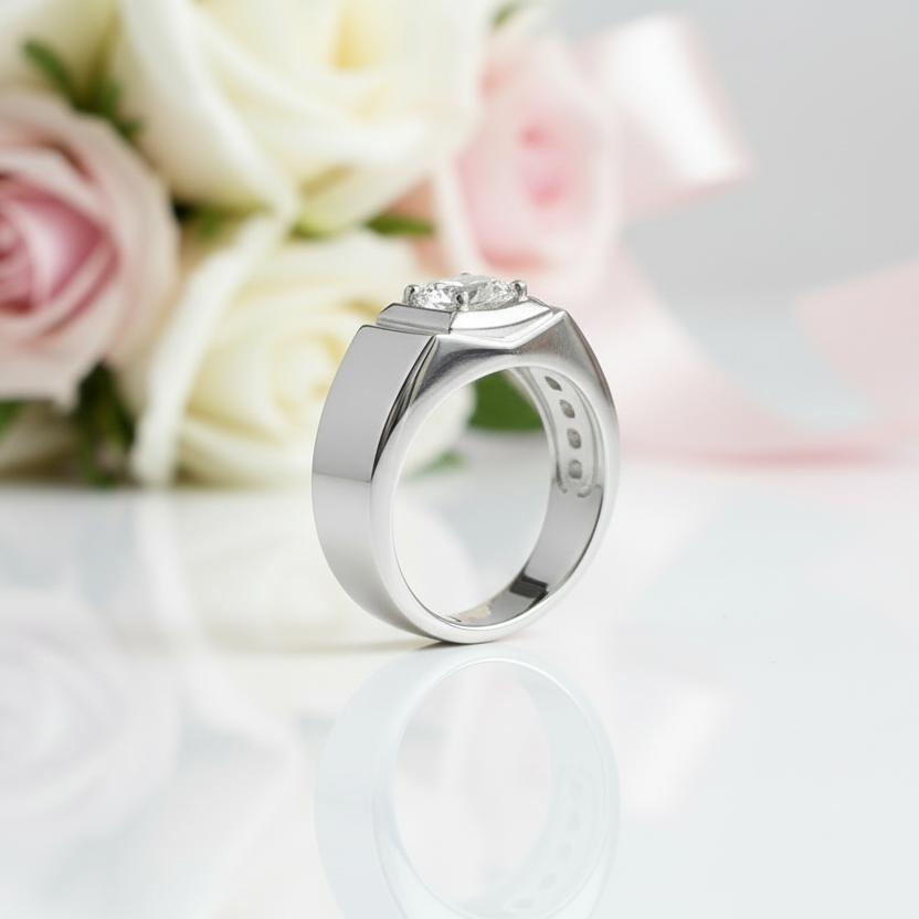 6.5mm 1Ct D Color Diamond Option Men's Ring-Black Diamonds New York