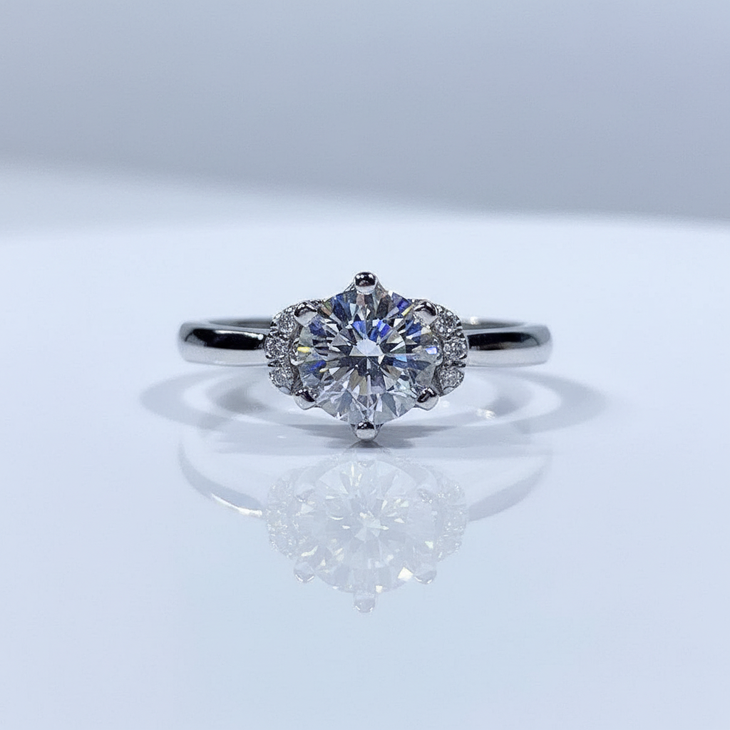 6.5MM 1ct Round Cut 6 Prong Diamond Option Ring-Black Diamonds New York