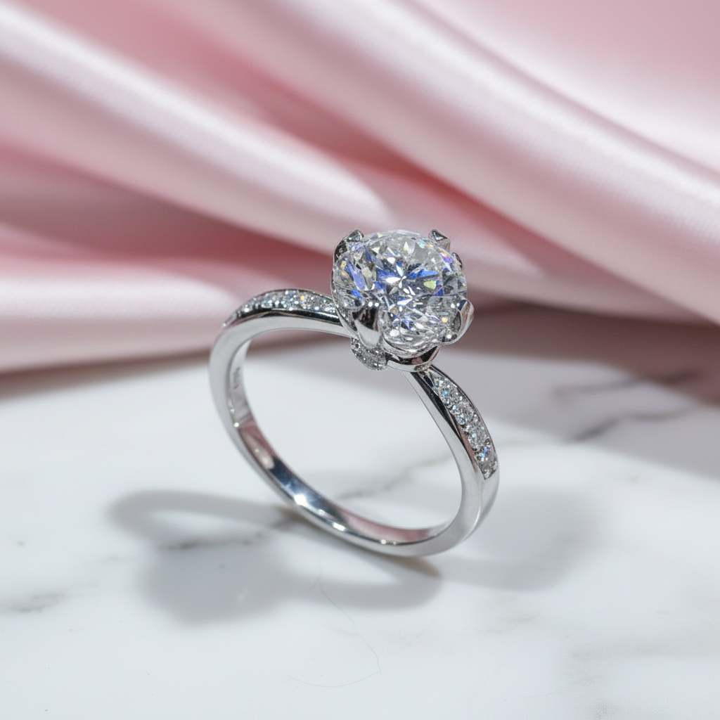 6.5mm 1ct Round Cut DF Diamond Option Engagement Ring-Black Diamonds New York