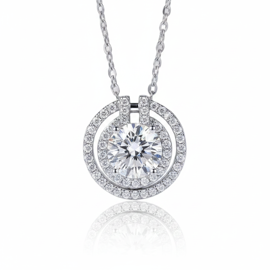6.5mm 1CT Round Cut Diamond Option Pendant Necklace-Black Diamonds New York