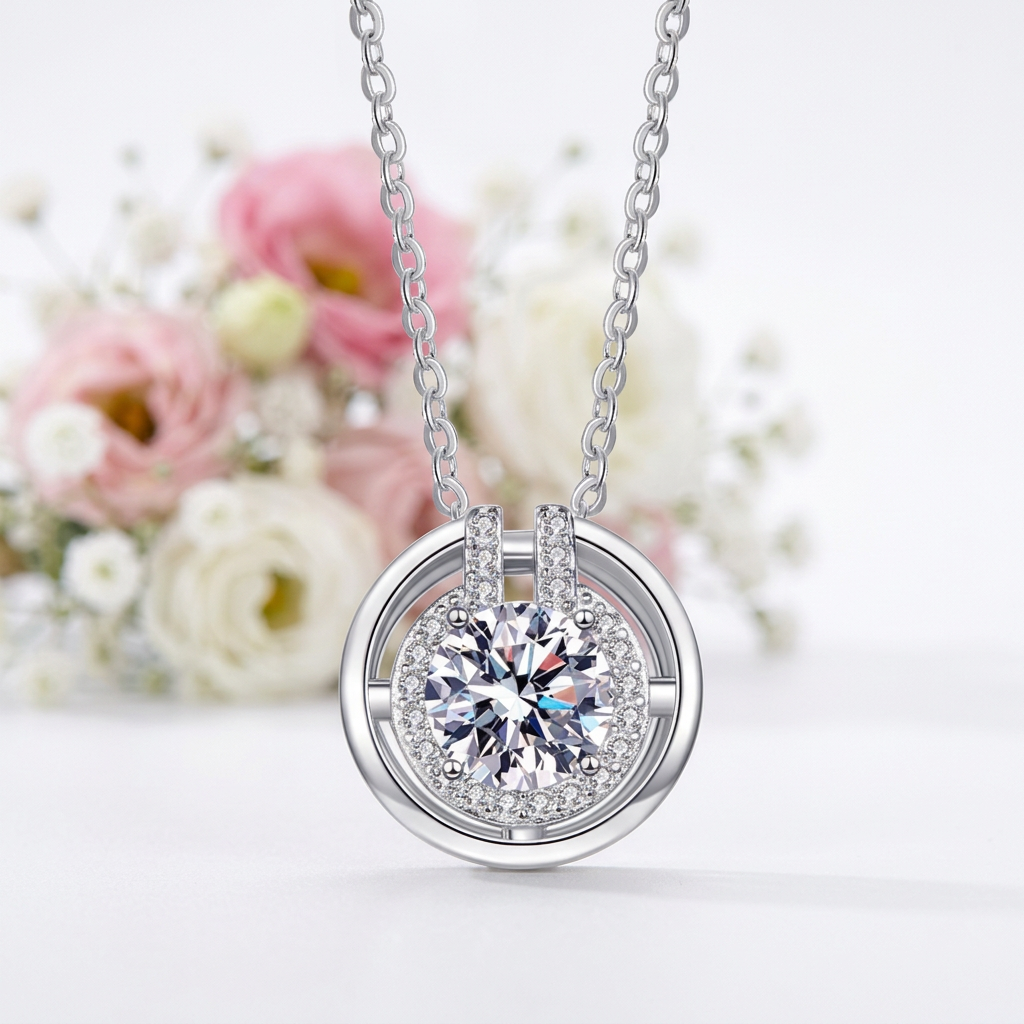 6.5mm 1CT Round Cut Diamond Option Pendant Necklace-Black Diamonds New York