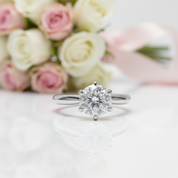 6.5mm 1ct Round Cut Diamond Option Classic Engagement Ring-Black Diamonds New York