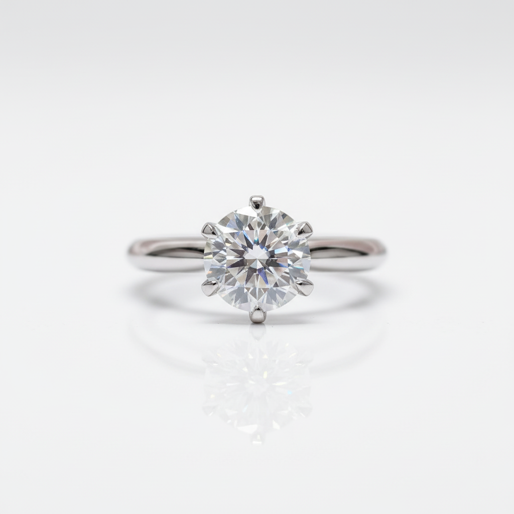 6.5mm 1ct Round Cut Diamond Option Classic Engagement Ring-Black Diamonds New York