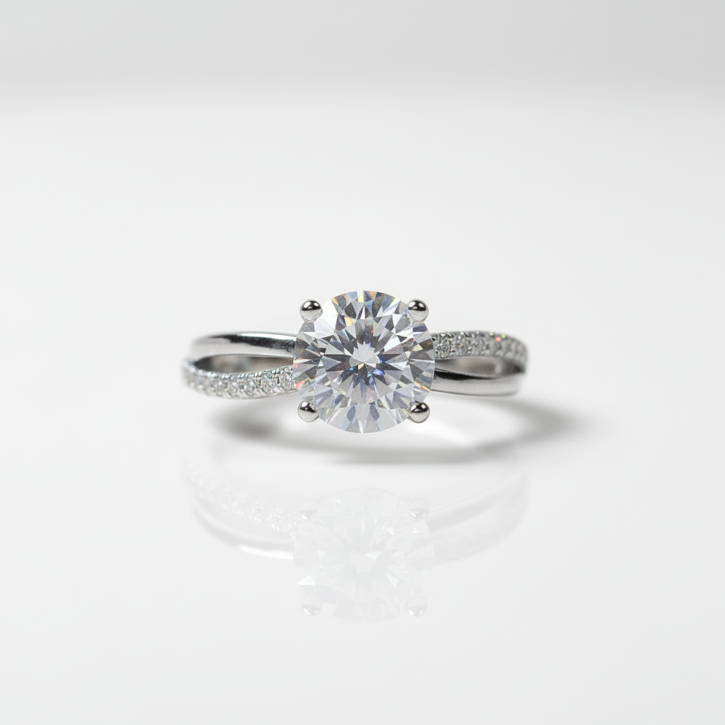 6.5mm 1ct Round Cut Diamond Option Cross Design Engagement Ring-Black Diamonds New York