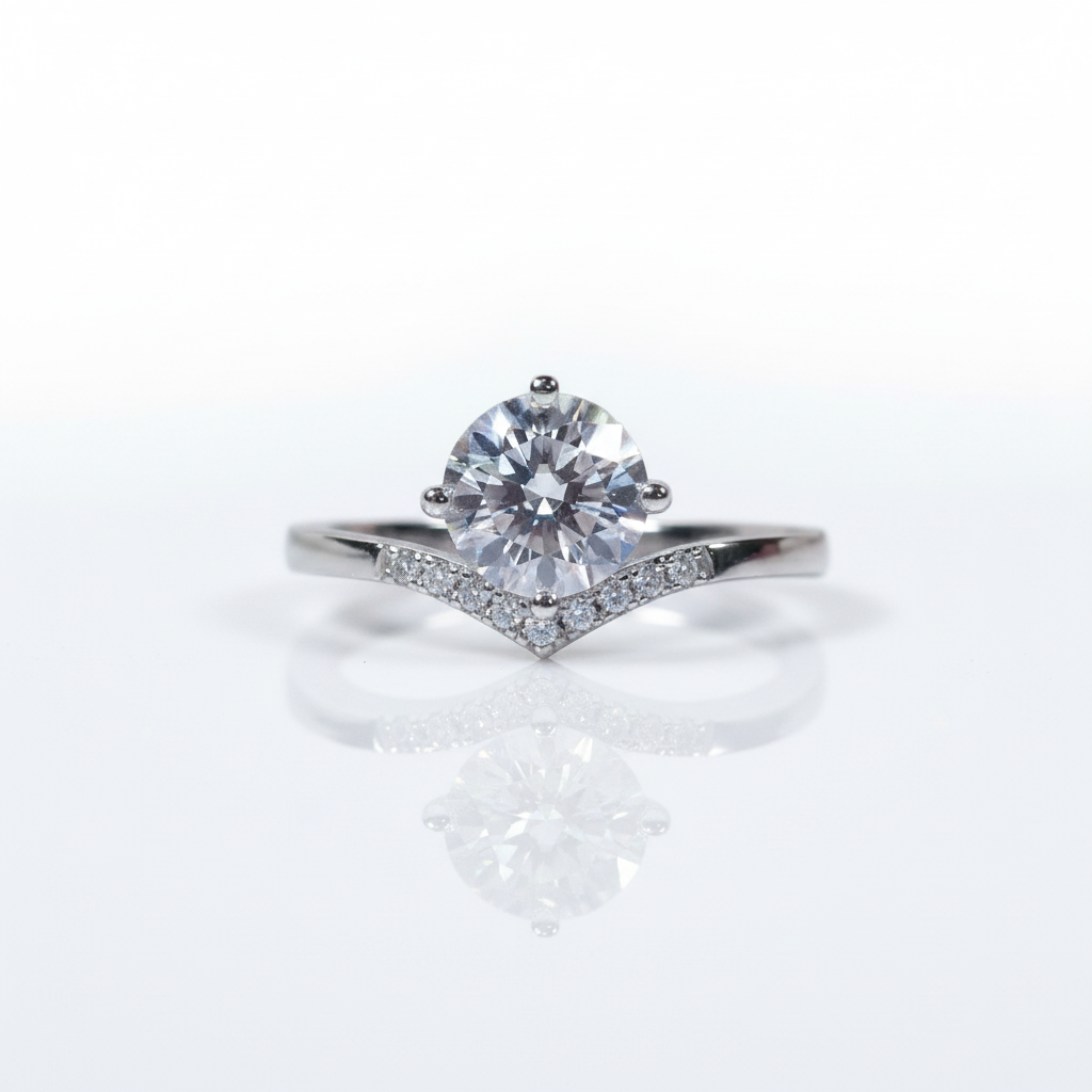 6.5mm 1ct Round Cut Diamond Option Crown Option Engagement Ring-Black Diamonds New York