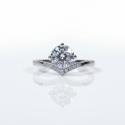 6.5mm 1ct Round Cut Diamond Option Crown Option Engagement Ring-Black Diamonds New York