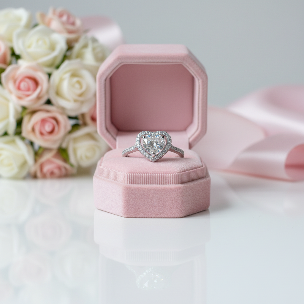 6.5MM 1ct Round Cut Diamond Option Heart Engagement Ring-Black Diamonds New York