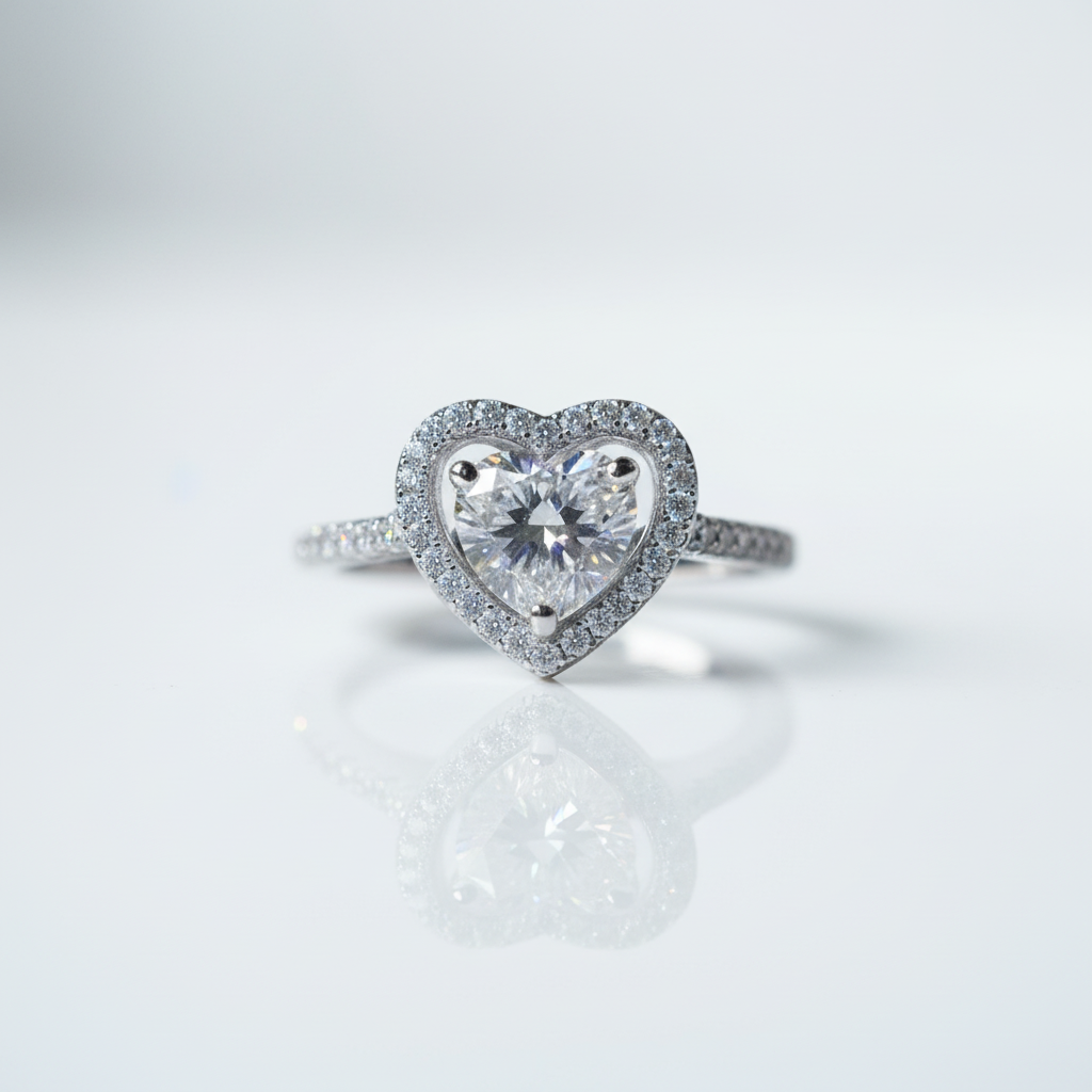 6.5MM 1ct Round Cut Diamond Option Heart Engagement Ring-Black Diamonds New York