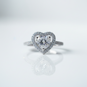 6.5MM 1ct Round Cut Diamond Option Heart Engagement Ring-Black Diamonds New York
