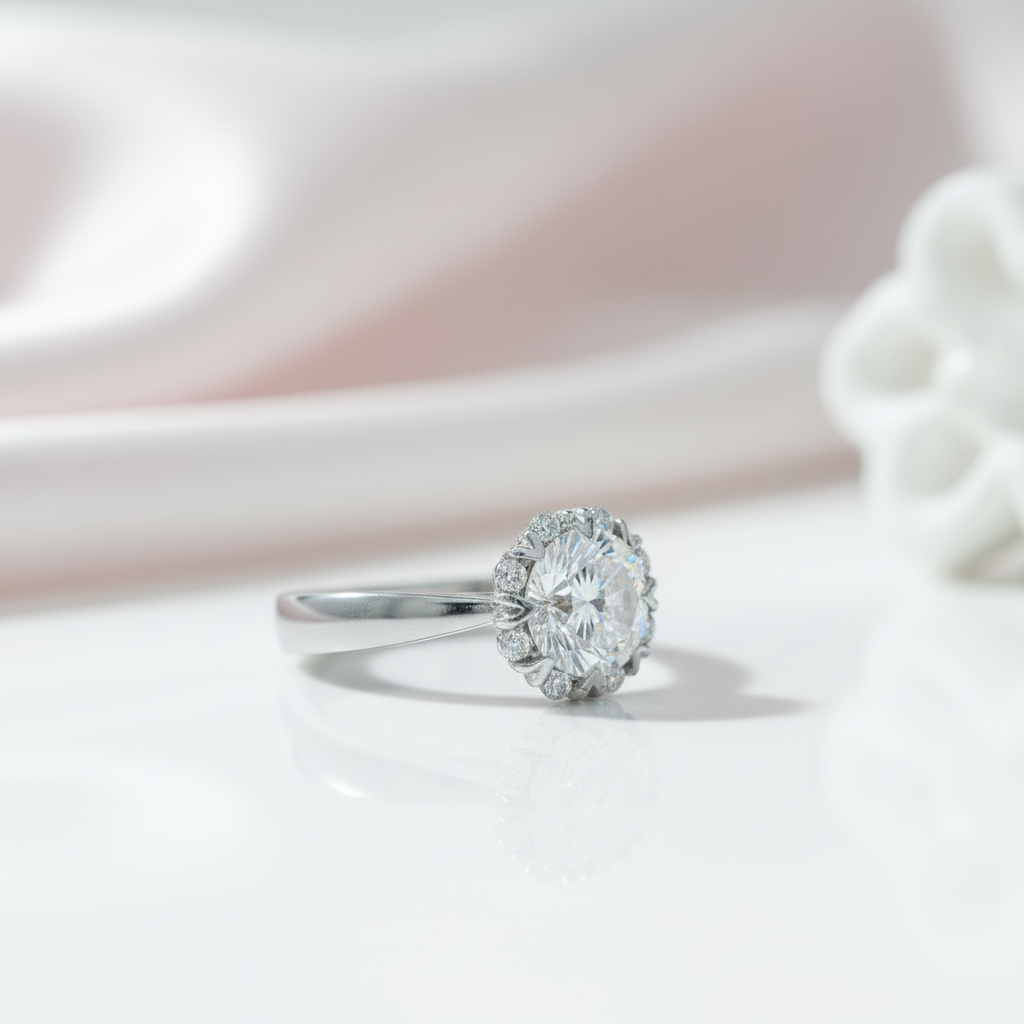 6.5mm 1ct Round Cut Diamond Option Sun Flower Adjustable Engagement Ring-Black Diamonds New York