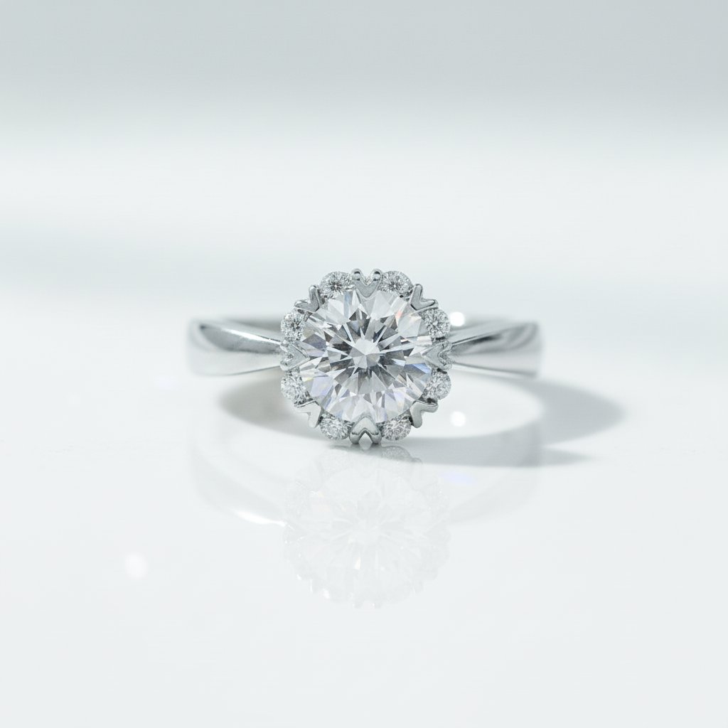 6.5mm 1ct Round Cut Diamond Option Sun Flower Adjustable Engagement Ring-Black Diamonds New York