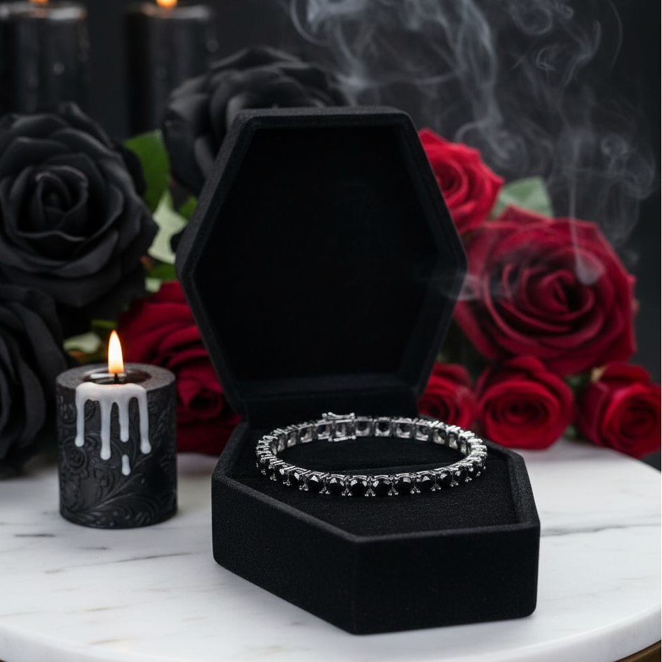 6.5mm Black Round Diamond Cuff Bracelet-Black Diamonds New York