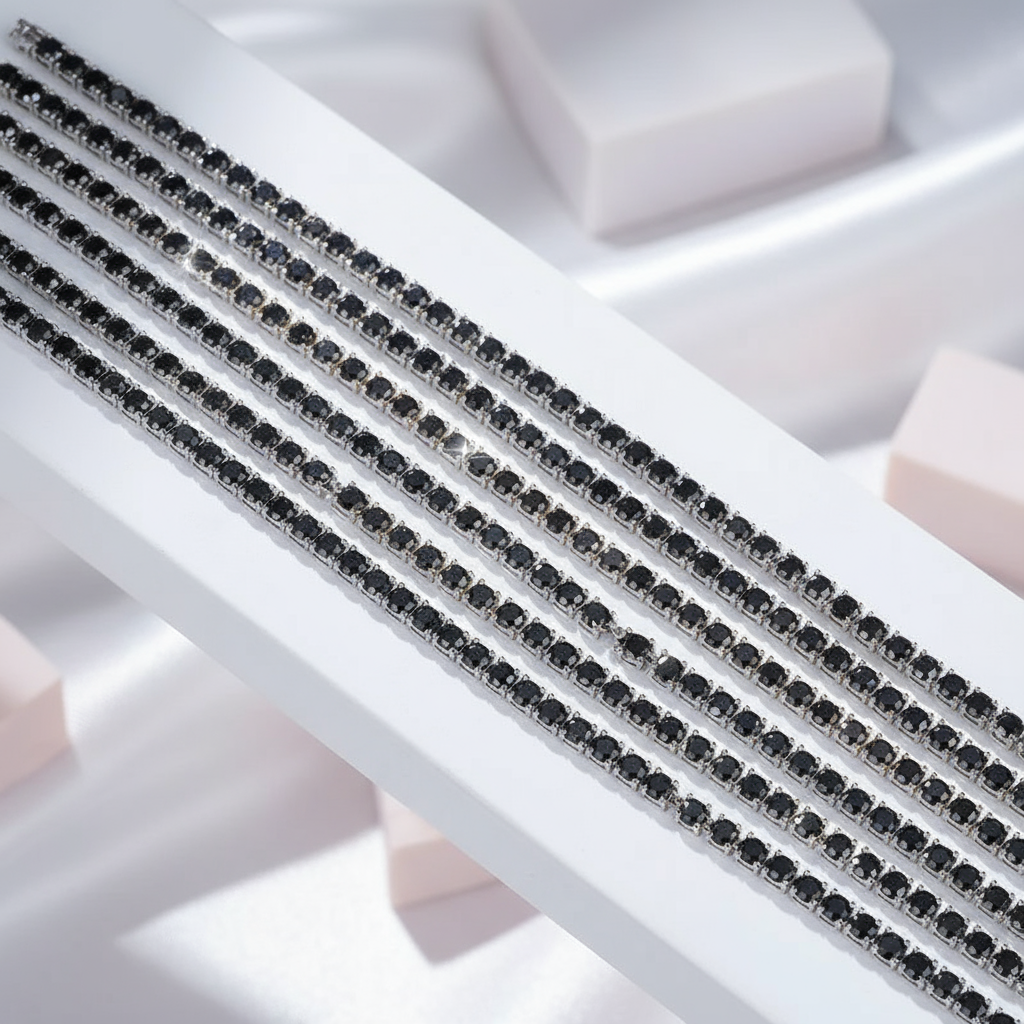 6.5mm Black Round Diamond Cuff Bracelet-Black Diamonds New York