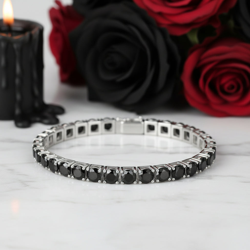 6.5mm Black Round Diamond Cuff Bracelet-Black Diamonds New York