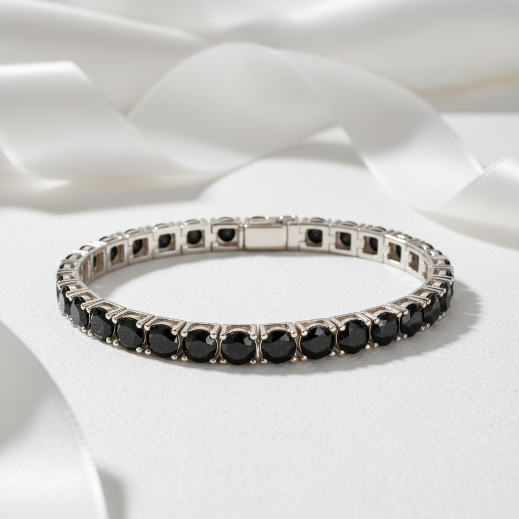 6.5mm Black Round Diamond Cuff Bracelet-Black Diamonds New York