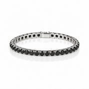 6.5mm Black Round Diamond Option Cuff Bracelet-Black Diamonds New York