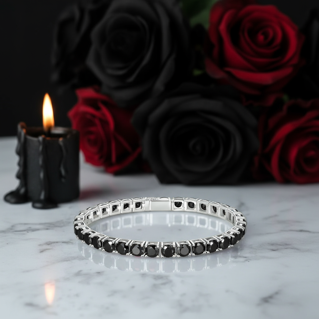 6.5mm Black Round Diamond Cuff Bracelet-Black Diamonds New York