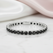 6.5mm Black Round Diamond Cuff Bracelet-Black Diamonds New York