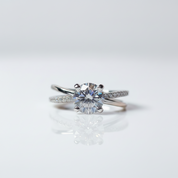 6.5mm D-F Color VVS-FL 4 Prong Round Cut Diamond Option Engagement Ring-Black Diamonds New York