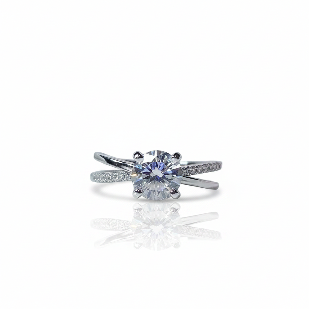 4 Prong Round Cut Diamond Option Engagement Ring-Black Diamonds New York