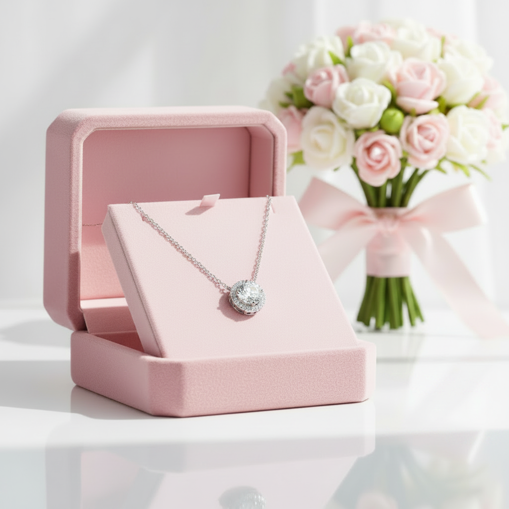 6.5mm Diamond Option Halo Pedant Necklace-Black Diamonds New York
