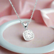 6.5mm Diamond Halo Pedant Necklace-Black Diamonds New York