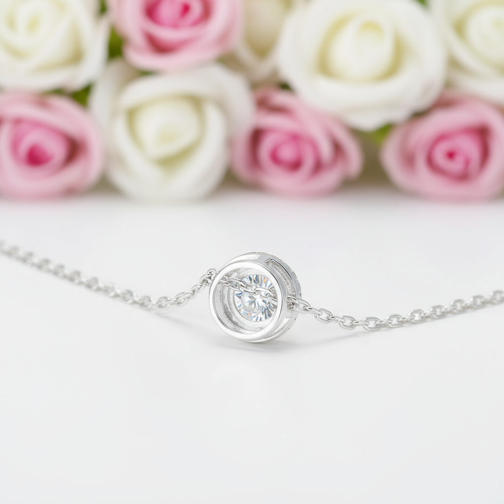 6.5mm Diamond Halo Pedant Necklace-Black Diamonds New York