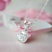 6.5mm Diamond Halo Pedant Necklace-Black Diamonds New York