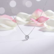 6.5mm Diamond Halo Pedant Necklace-Black Diamonds New York