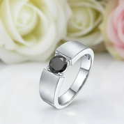 6.5mm Round Diamond Antique Men's Ring-Black Diamonds New York