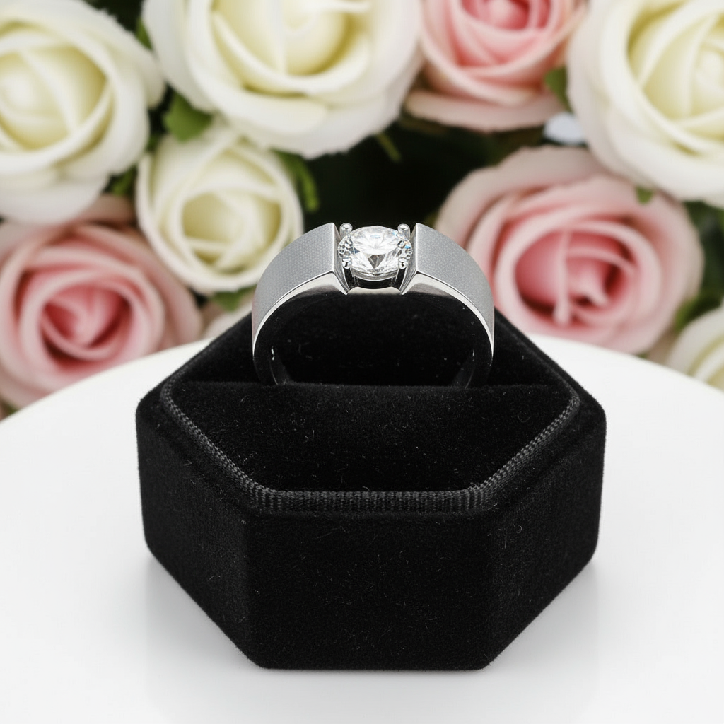 6.5mm Round Diamond Antique Men's Ring-Black Diamonds New York