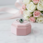 6*6mm Natural Moss Agate Engagement Ring-Black Diamonds New York