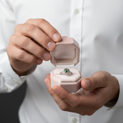 6*6mm Natural Moss Agate Engagement Ring-Black Diamonds New York