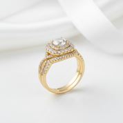 6*6mm Round Cut Diamond Option Halo Engagement Ring Set-Black Diamonds New York