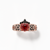Infinity x Infinity Ring- Red Heart and Cross Diamond Option Gothic Ring-Black Diamonds New York