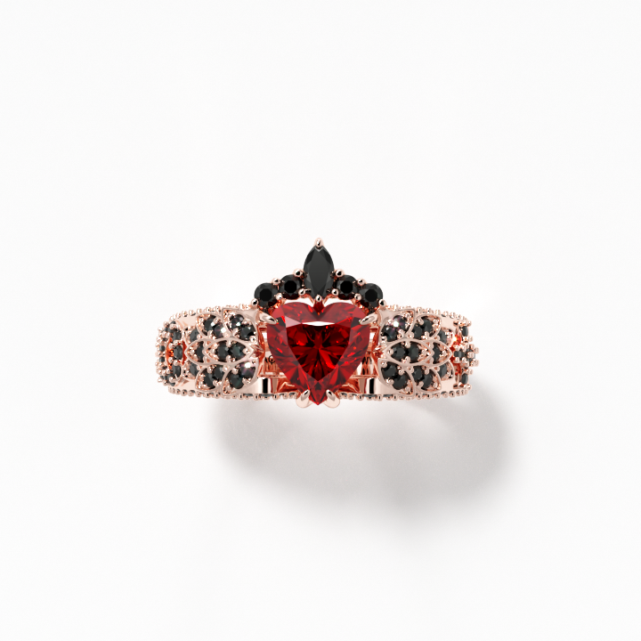 Infinity x Infinity Ring- Red Heart and Cross Diamond Option Gothic Ring-Black Diamonds New York
