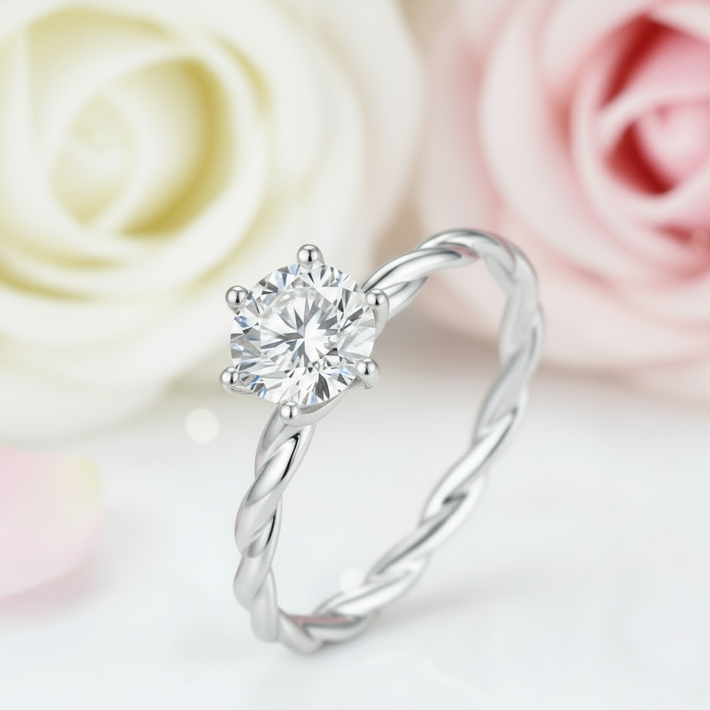 6 Prong Twist Band Diamond Ring-Black Diamonds New York