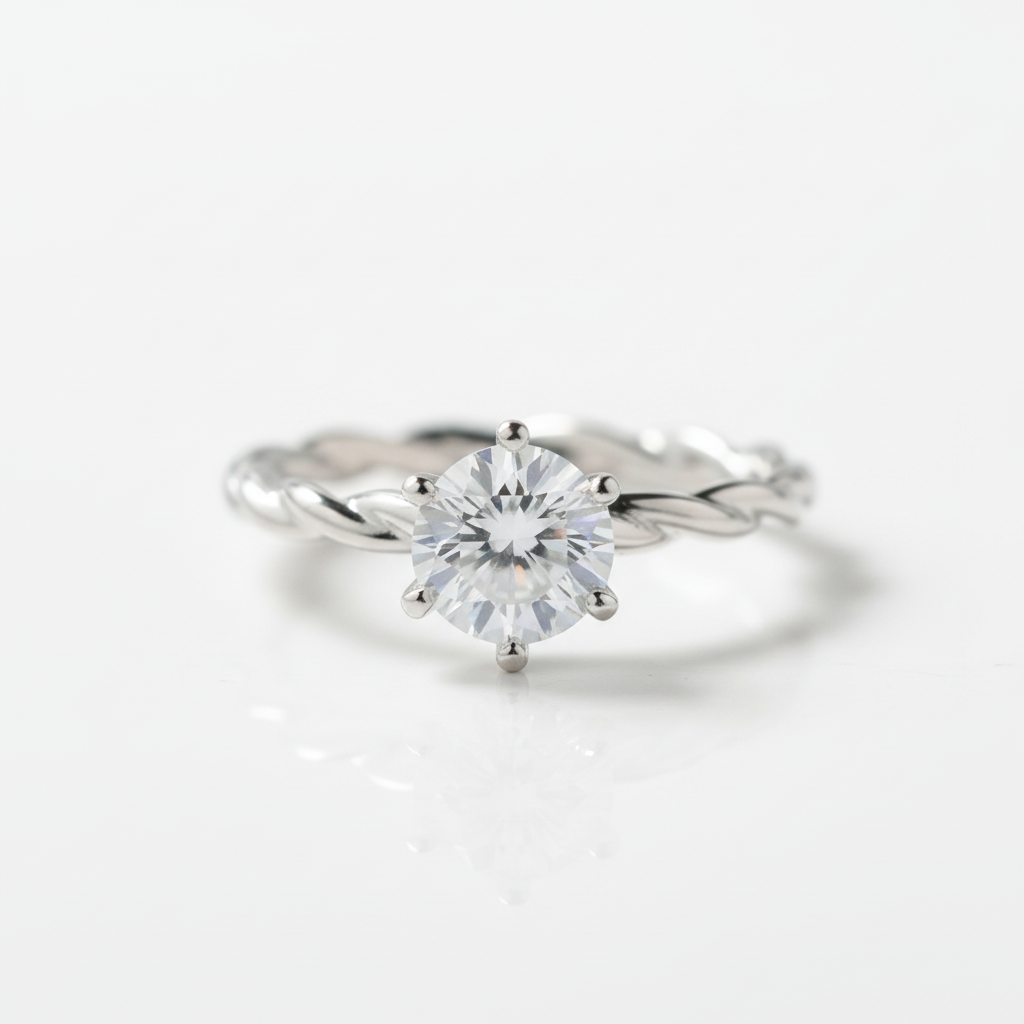 6 Prong Twist Band Diamond Option Ring-Black Diamonds New York