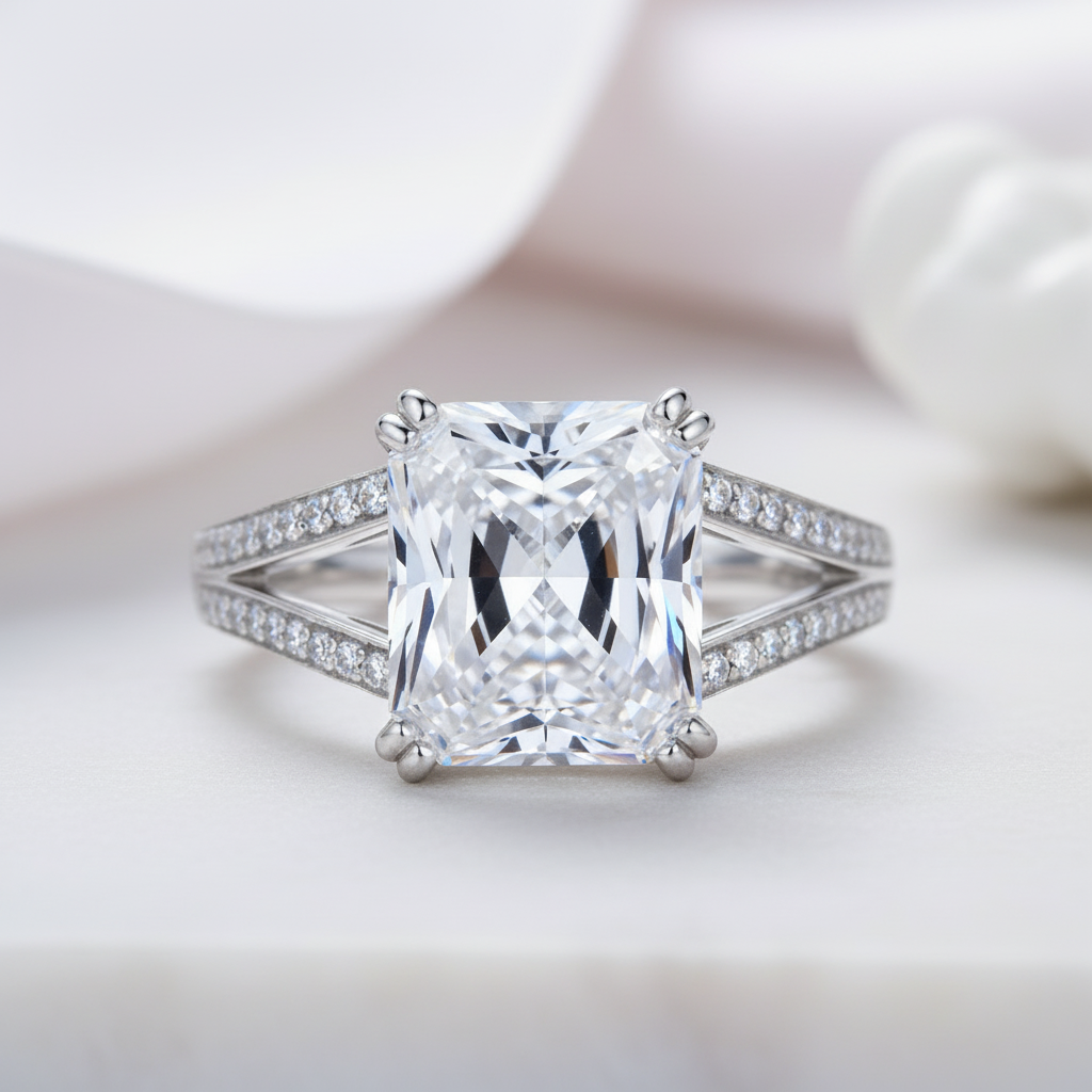 6ct Emerald Cut Luxury Ring-Black Diamonds New York