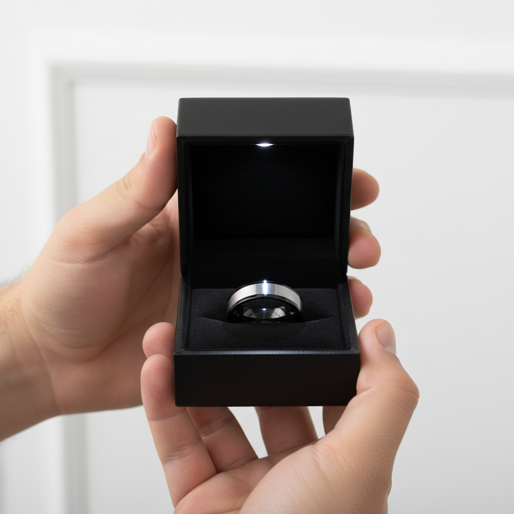 6mm Black & Silver Tungsten Wedding Band-Black Diamonds New York