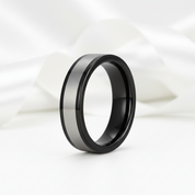 6mm Black & Silver Tungsten Wedding Band-Black Diamonds New York