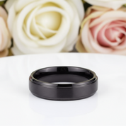 6mm Black Tungsten Carbide Wedding Band-Black Diamonds New York