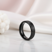 6mm Black Tungsten Carbide Wedding Band-Black Diamonds New York