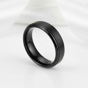 6mm Black Tungsten Carbide Wedding Band-Black Diamonds New York