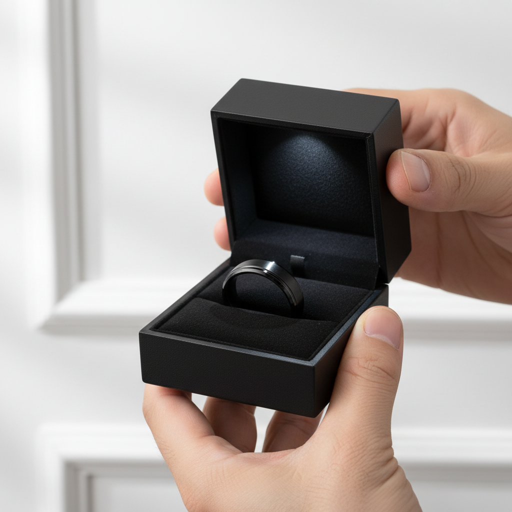 6mm Black Tungsten Carbide Wedding Band-Black Diamonds New York
