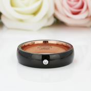 6mm Diamond Black with Rose Gold Tungsten Wedding Band-Black Diamonds New York